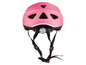 Un casque de vélo rose pour enfant avec une lumière intégrée.