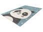 Un tapis bleu avec un panda.