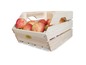 Une caisse en bois avec des pommes de la marque Habau.