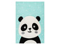 Un tapis turquoise avec un panda