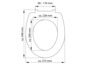 Dimensions d'un abattant de toilettes avec couvercle.