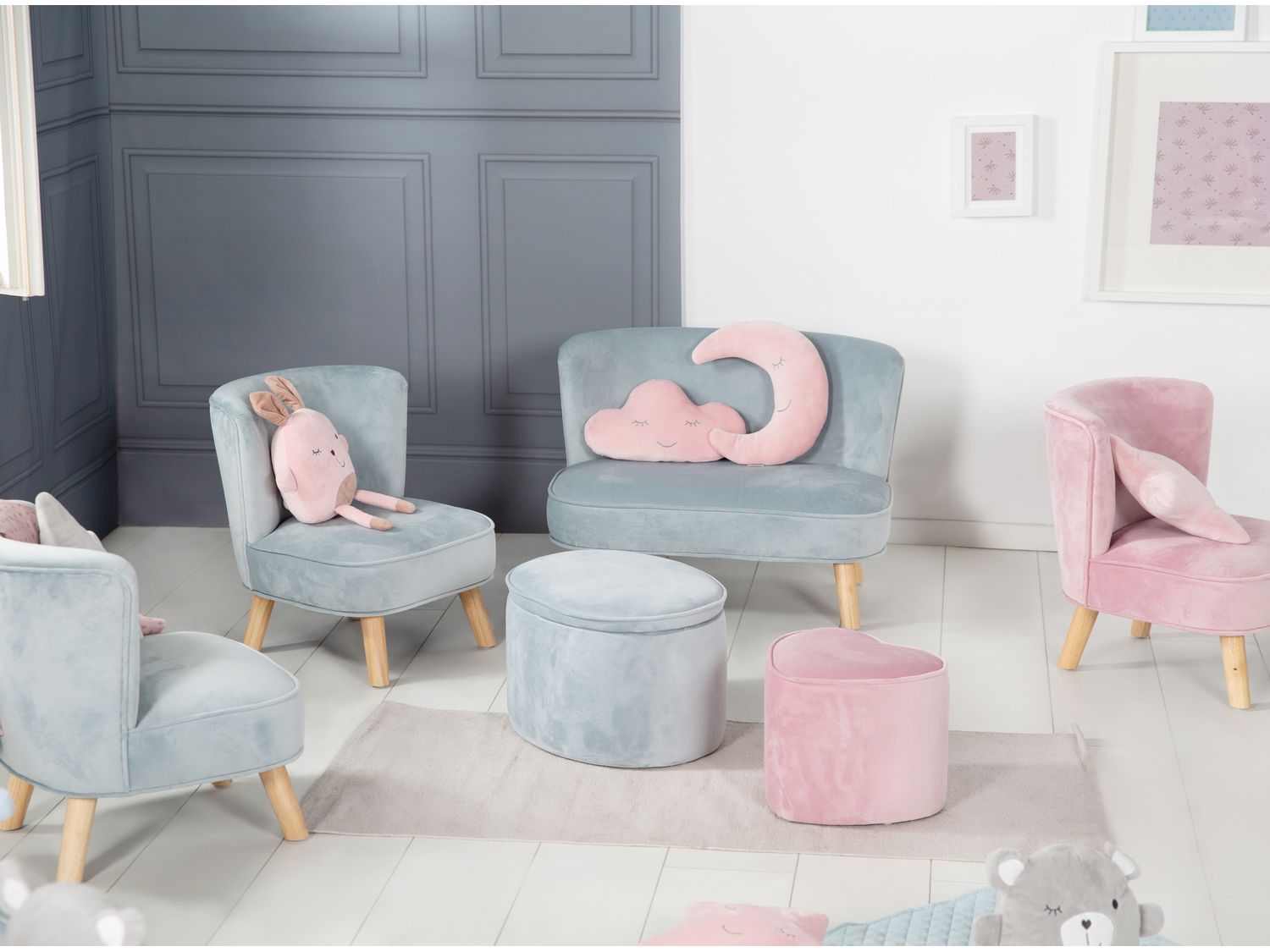 roba Fauteuil Club en Velours pour Garçon "Lil Sofa" Chaise Enfant avec Accoudoirs Confortable - vue 5