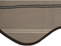 Tissu beige avec des rayures blanches et grises et une bordure marron.