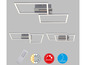 Deux plafonniers LED carrés avec télécommande, changeant de couleur, dimmable et orientable.