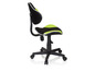 Une chaise de bureau verte et noire avec des roulettes.