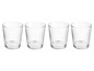 Quatre verres en verre pour l'eau ou les boissons.