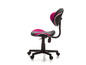 Une chaise de bureau rose et noire avec des roulettes