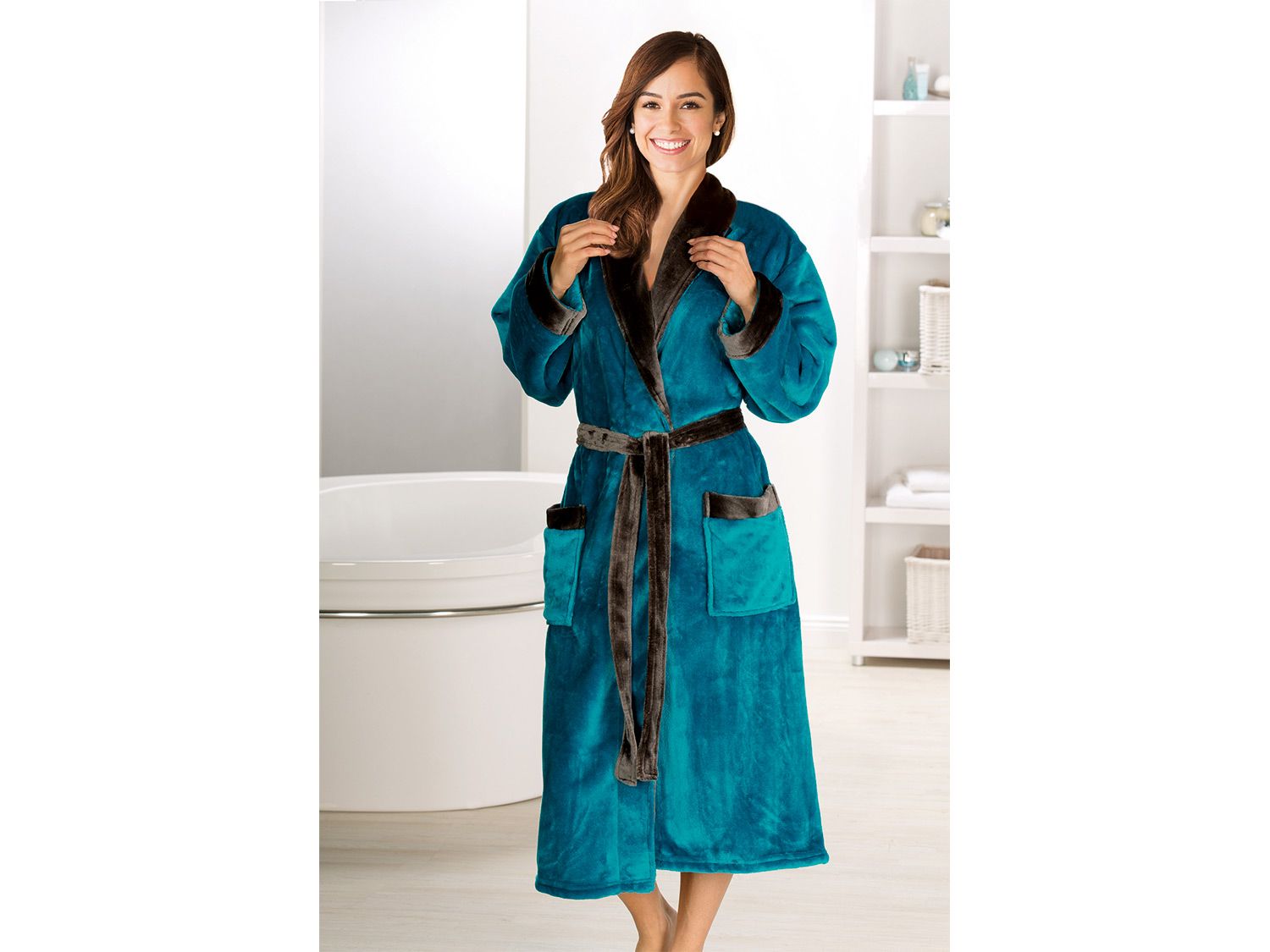 Gözze Peignoir de bain, S-XXL, unisexe (bleu pétrole, S)