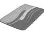 Tapis de bain à motif ondulé gris et blanc.