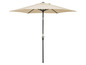 Un parasol beige avec un manche noir.