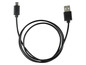 Un câble USB noir avec connecteur micro USB.