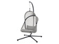 Un fauteuil suspendu avec un cadre gris et un siège en tissu gris.