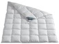 Une couette en duvet blanc avec une bordure brodée