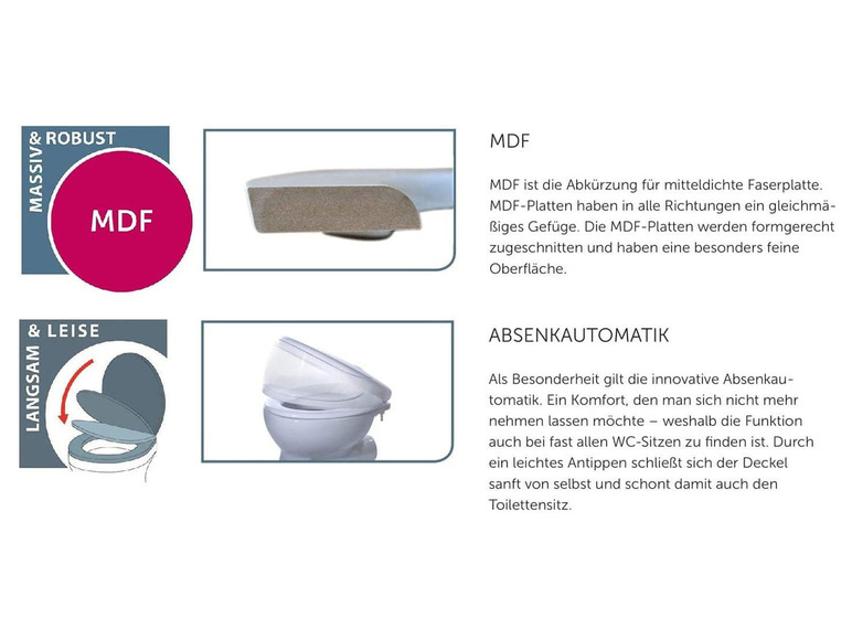 Aller en mode plein écran : Schütte Abattant WC MDF, avec fermeture en douceur - Image 9