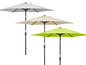Trois parasols en gris, beige et vert.