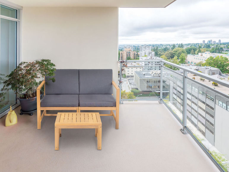 Aller en mode plein écran : Banc en bois avec table d’appoint et coussin - Image 1