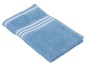 Serviette bleue avec des rayures blanches.