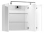 Armoire de salle de bain blanche avec deux portes et un miroir.