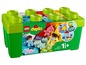 LEGO Duplo briques de construction avec des figurines et une boîte de rangement verte.