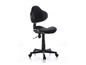 Chaise de bureau noire avec roulettes et hauteur réglable.