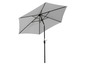 Un parasol gris avec un mât noir.