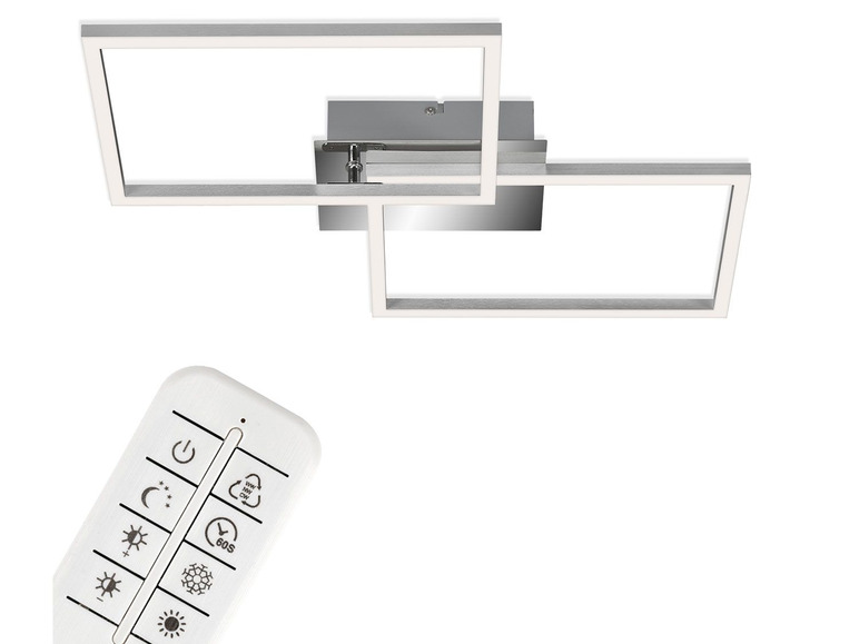 Un luminaire LED de plafond moderne de forme carrée avec une télécommande.