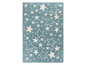 Un tapis bleu avec des étoiles blanches.