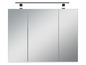 Une armoire de salle de bain avec trois miroirs et un éclairage intégré.