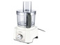 Robot culinaire Kenwood blanc avec un bol en verre.