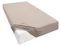 Drap housse beige pour un matelas.