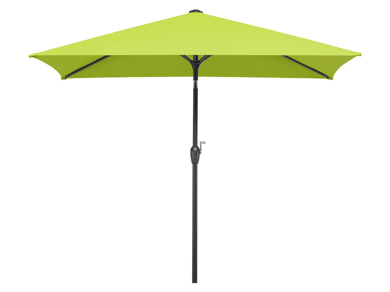 Un parasol vert avec un poteau noir.