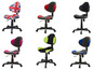 Six modèles de chaises de bureau différents avec diverses couleurs et designs.
