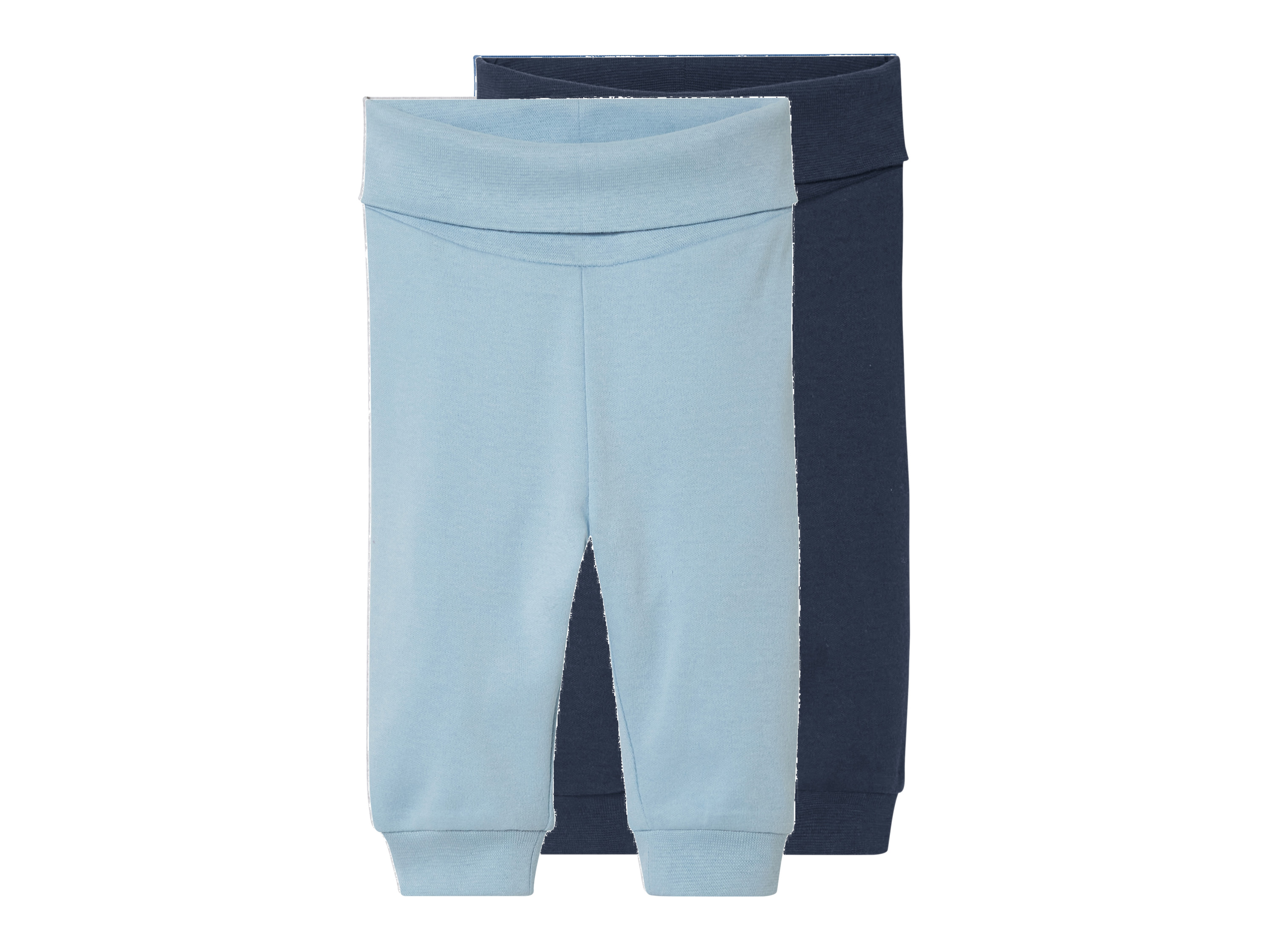 lupilu® Lot de 2 pantalons molletonnés bébé (0-2 mois, bleu marine/bleu clair)