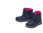 Bottes d'hiver bleues pour enfants avec doublure rose et fermeture velcro.