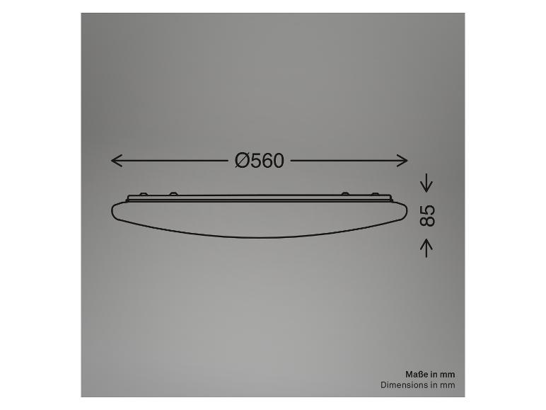 Dessin technique d'un luminaire rond avec dimensions : diamètre 560 mm, hauteur 85 mm.