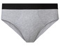 Un caleçon gris avec une ceinture noire.