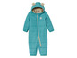 Une combinaison bébé turquoise avec capuche et oreilles