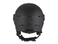 Casque de ski noir avec fentes d'aération et système de réglage.