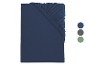 Drap-housse jersey bleu marine, gris foncé et vert foncé.
