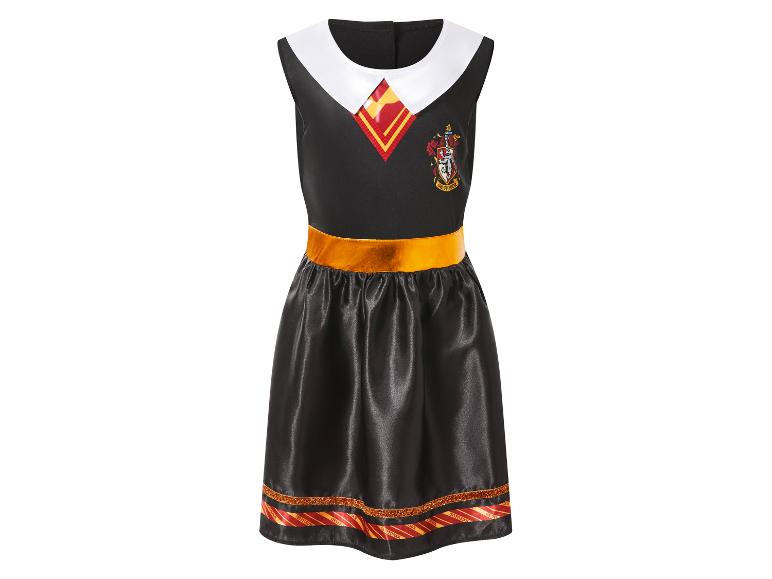 Robe Gryffondor noire avec col blanc, ceinture dorée et ourlet rayé