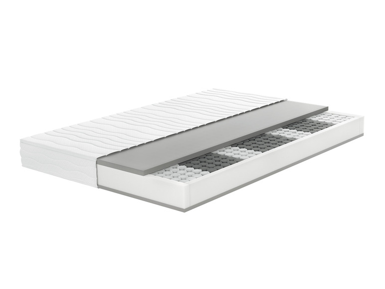 Une coupe transversale d'un matelas avec différentes couches.