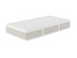Un matelas blanc avec un dessous gris.
