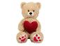 Un ours en peluche tenant un cœur rouge