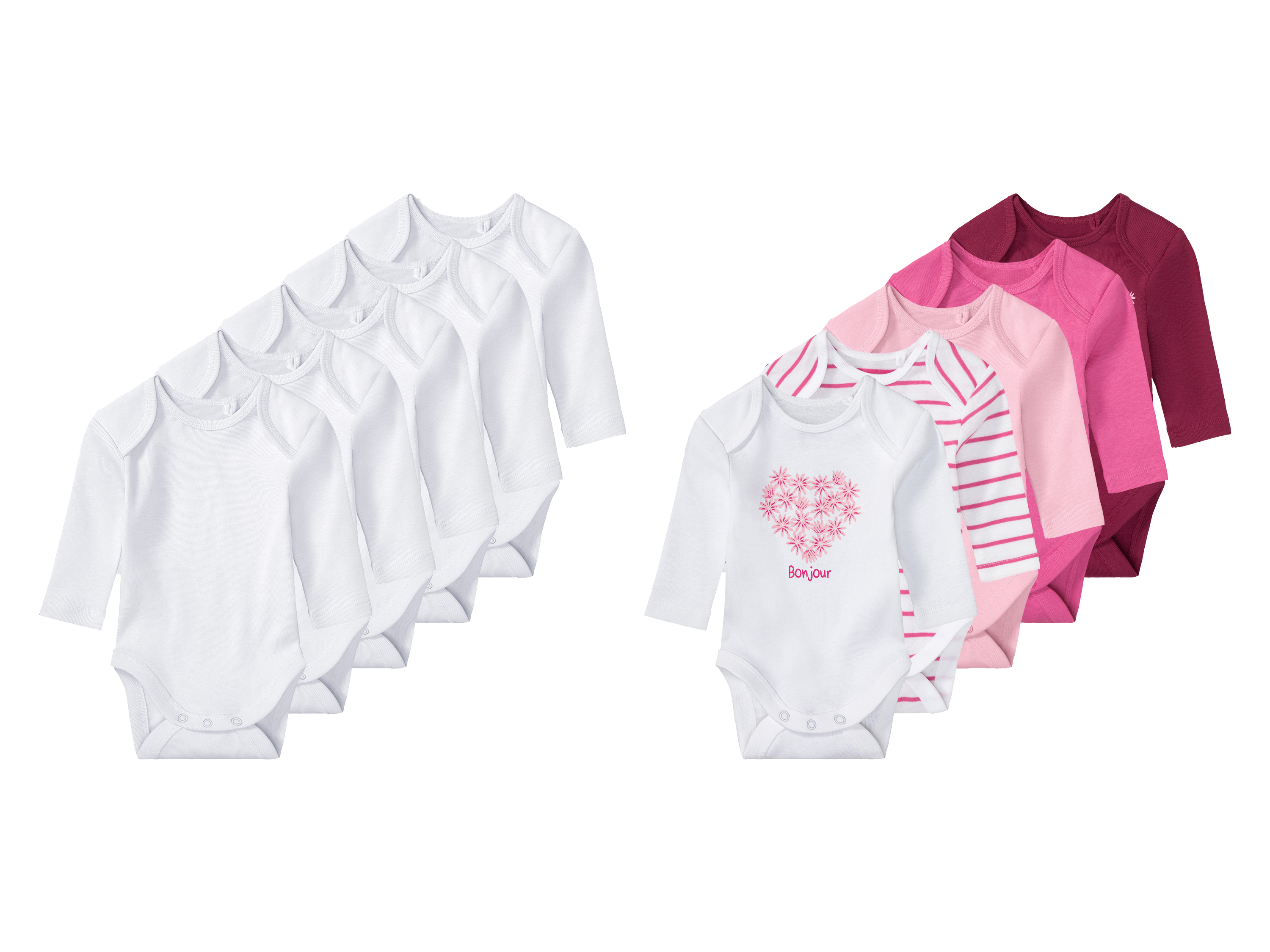 lupilu® Lot de 5 bodies à manches longues bébé