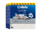Boîte de 8L de litière pour chat agglomérante, ultra blanche et peu poussiéreuse.