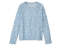 T-shirt bleu clair à manches longues avec imprimé cœurs.