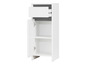 Armoire blanche avec un tiroir et deux portes.