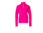 Haut de sport fuchsia à manches longues avec fermeture éclair courte et col montant.