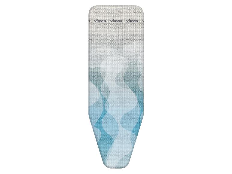 Une planche à repasser Viledas avec un motif bleu et gris.