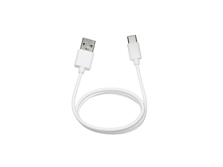 Un câble USB-C vers USB-A blanc.